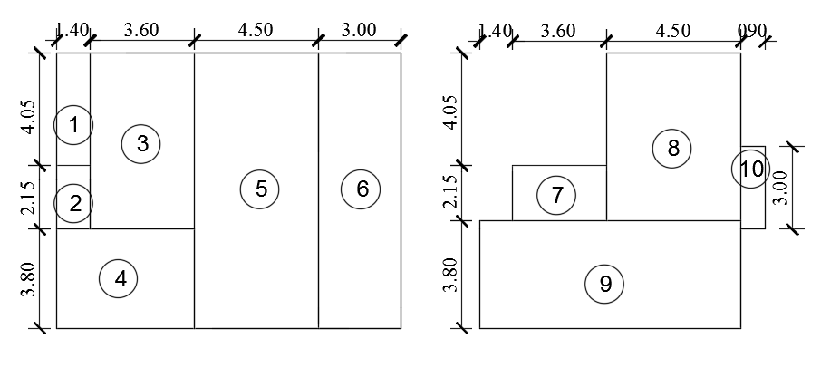 The Marking Layout Of The 12x10m House Plan Cad Drawing - Cadbull