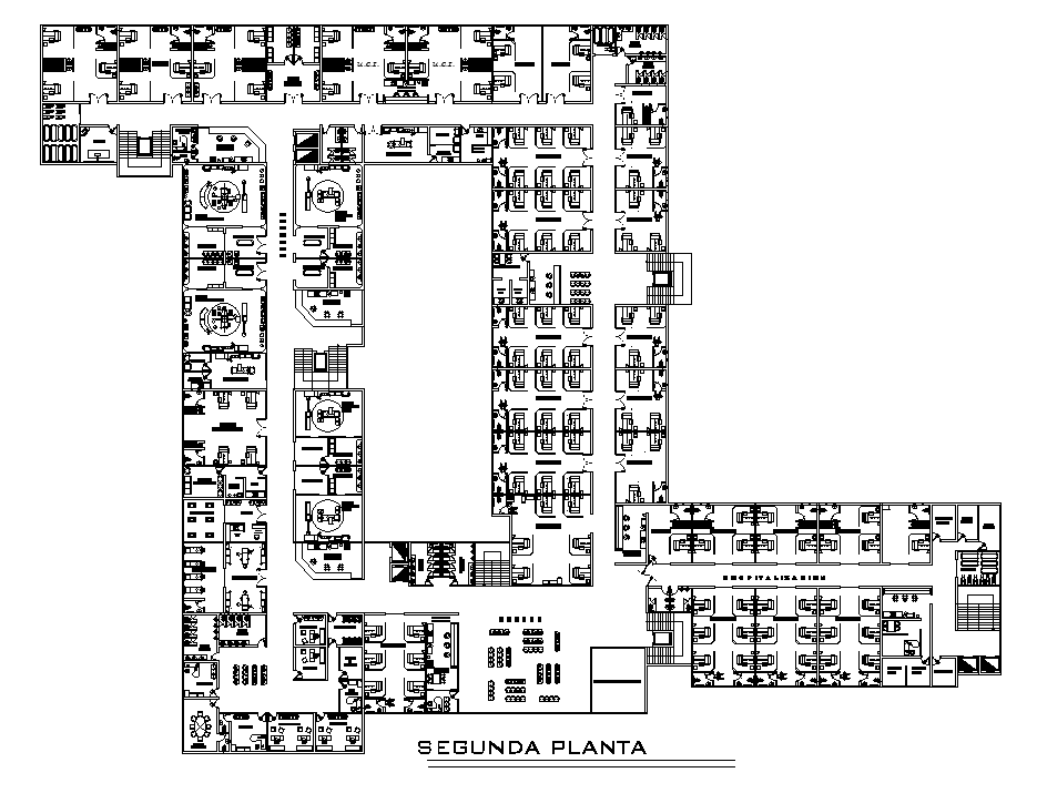 The Multispecialty Hospital Second Floor Plan Is Given In This Autocad File Cadbull 1747