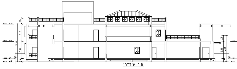 The north side section view of the 19x15m house building is given in ...