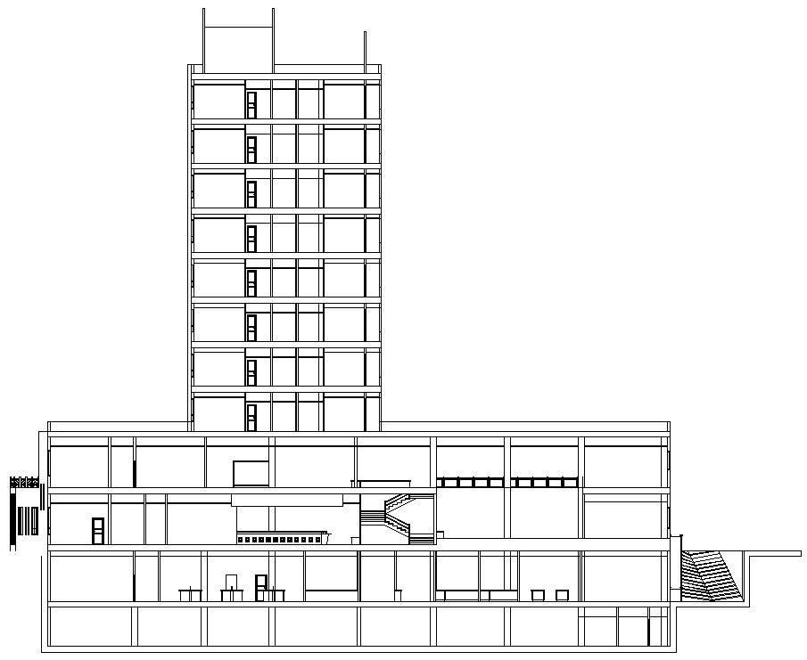 The office building elevation and section DWG drawing file,Download the