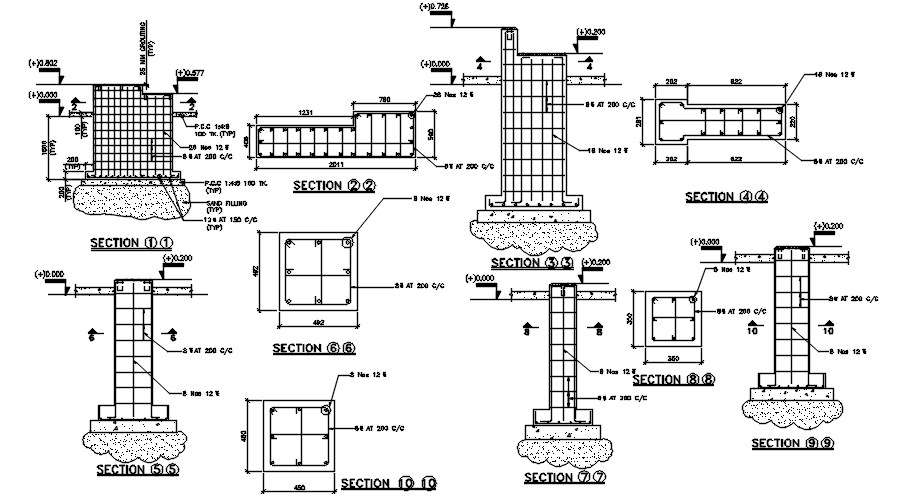 The Reinforcement Beam Section Detail Is Given In This AutoCAD Drawing ...