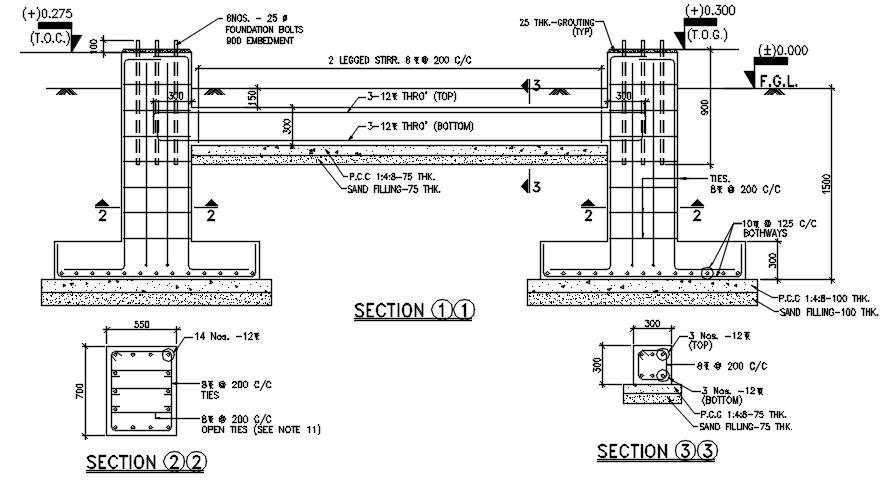 The reinforcement section detail drawing stated in this Autocad file ...