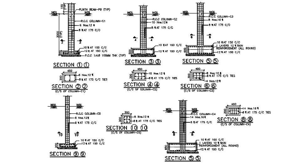 The Reinforcement Section Detail Presented In This AutoCAD Drawing File ...