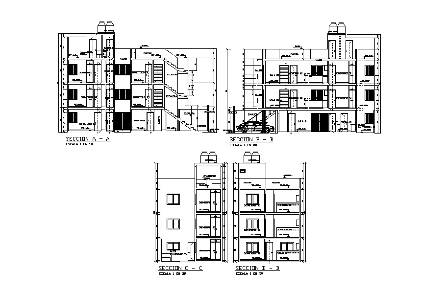 The residence section of the apartment building detail presented in ...