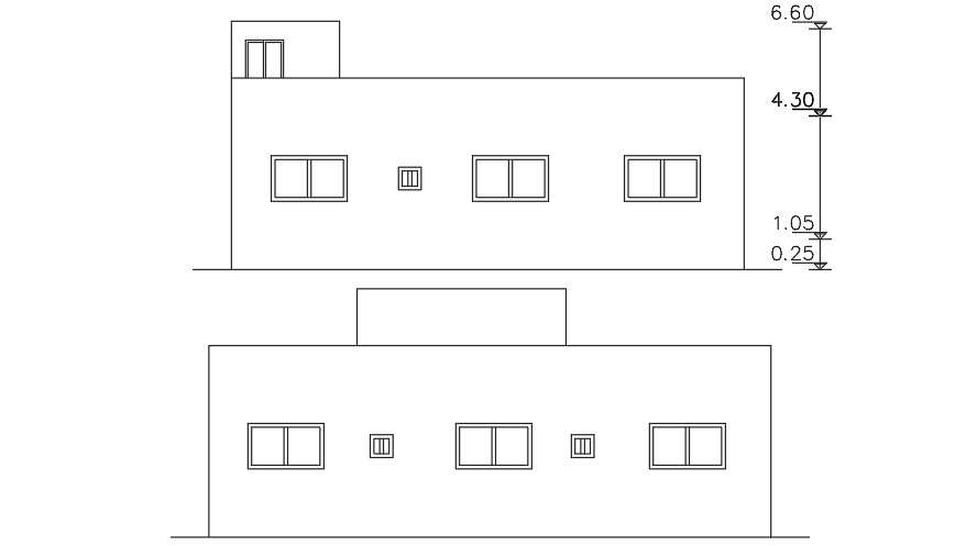 The right side elevation view of the 14x14meter house building - Cadbull