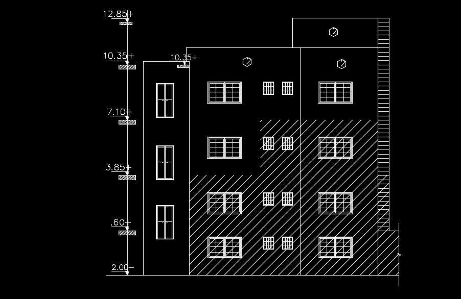 The right side elevation view of the 15x16m school building drawing ...