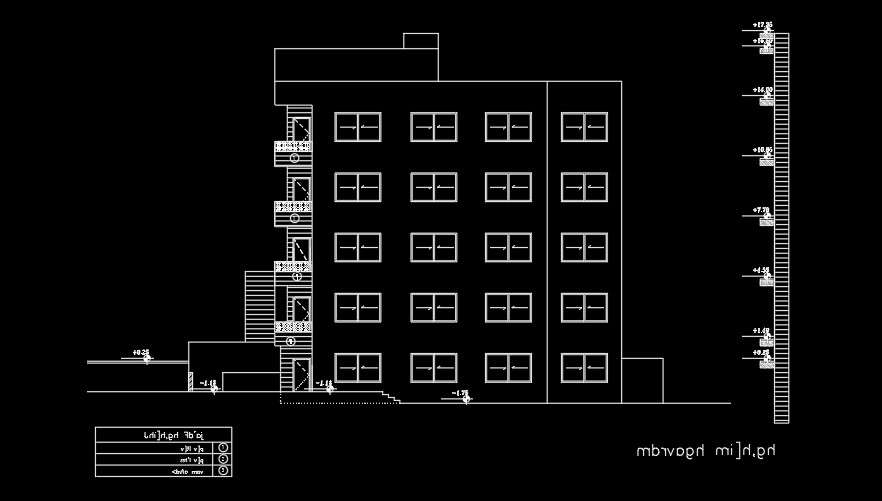 The right side elevation view of the 18x18m house building - Cadbull