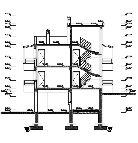 The Right Side Section View Of The 15x11m Architecture House Building 