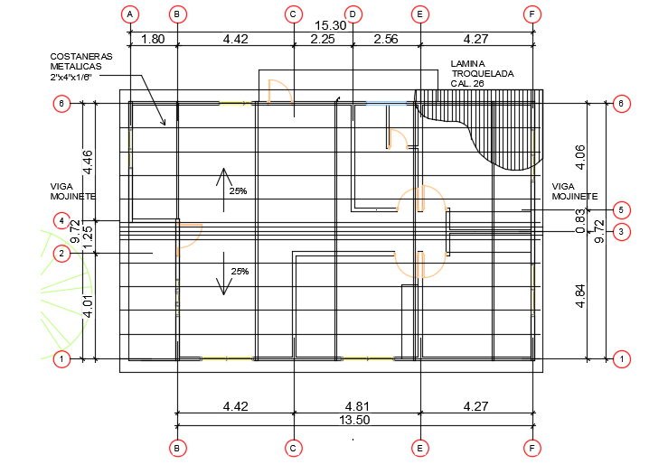 The roof covering detail of the 15x10m house plan - Cadbull