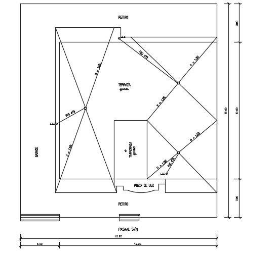 The roof layout of the 12x12m architecture apartment building plan ...