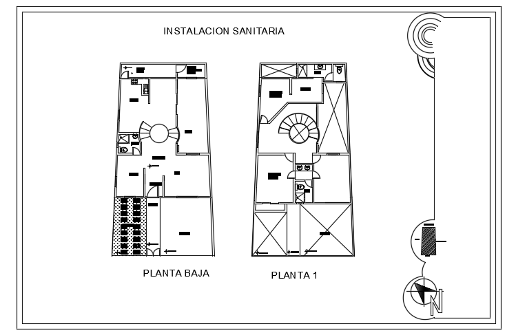 The Sanitary Layout Of The 10x18m Bungalow House Plan Autocad Model Cadbull