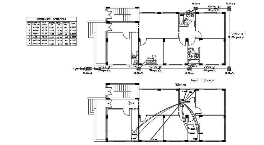 The Sanitary Water Line Collection Of The 20x9m House Plan Drawing Cadbull