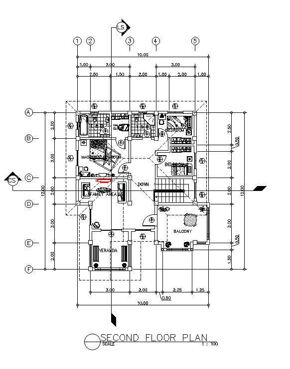 The second floor 3bhk house plan is given in this AutoCAD DWG drawing ...