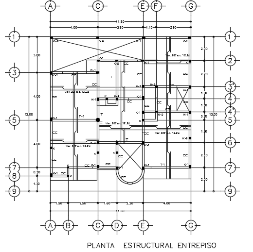 The structural layout of the 12x13m architecture 3bhk ground floor ...