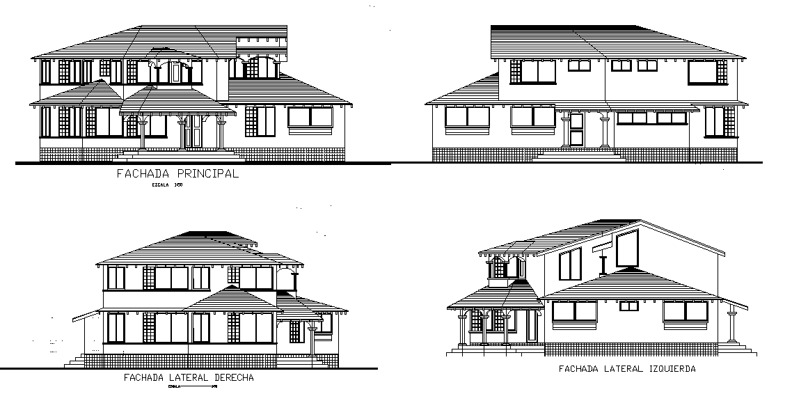 The traditional house building elevation view is given in this Autocad ...