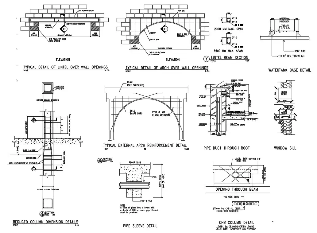 The Typical Arch Wall Reinforcement Section Details Are Given In This Autocad Dwg Drawing