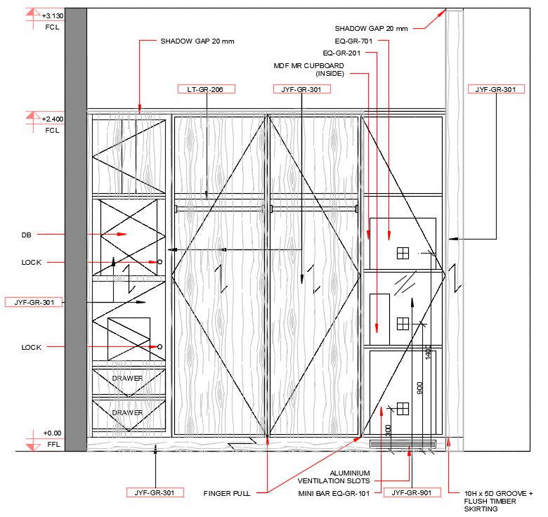 This Drawing Specified Front Elevation Of Wardrobe In This Cad Drawing ...