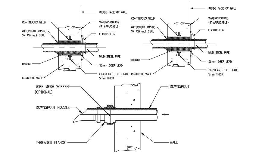 Thread flange connection AutoCAD drawing is provided Cadbull