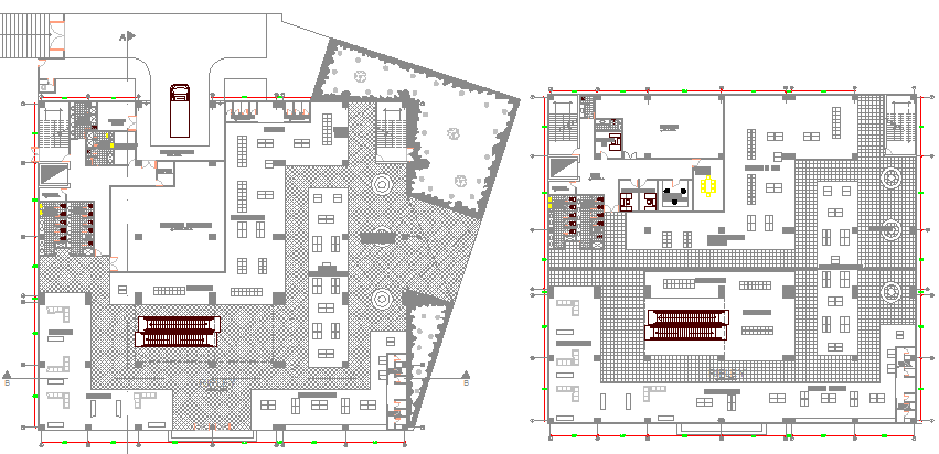 Three flooring shopping center first and second floor plan