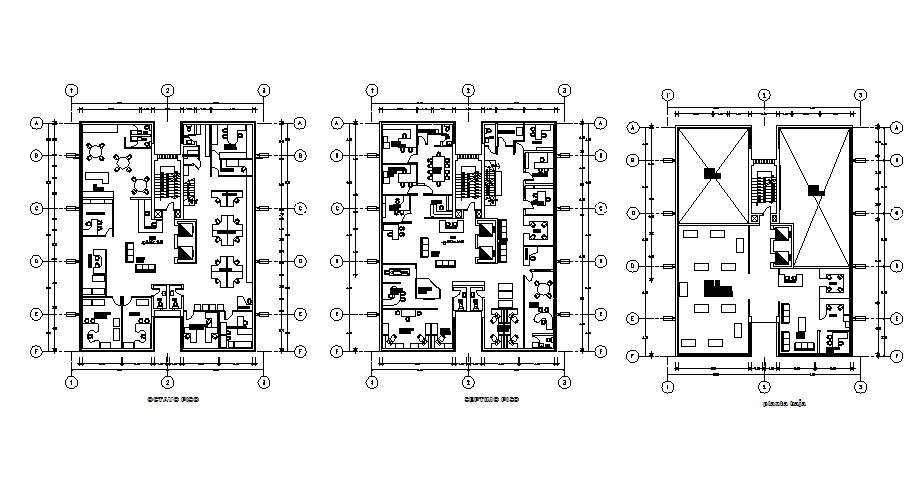 Three Story Office Building Floor Plan Layout Details Dwg File ...