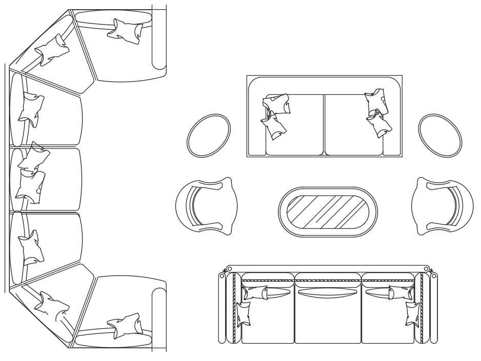 Three different types of living room sofa 2d Autocad ...