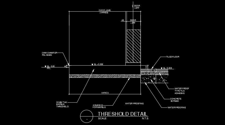 Threshold detail AutoCAD drawing file is given Cadbull