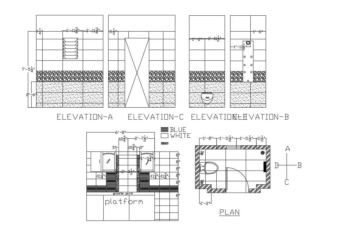 Toilet CAD Drawing Cadbull