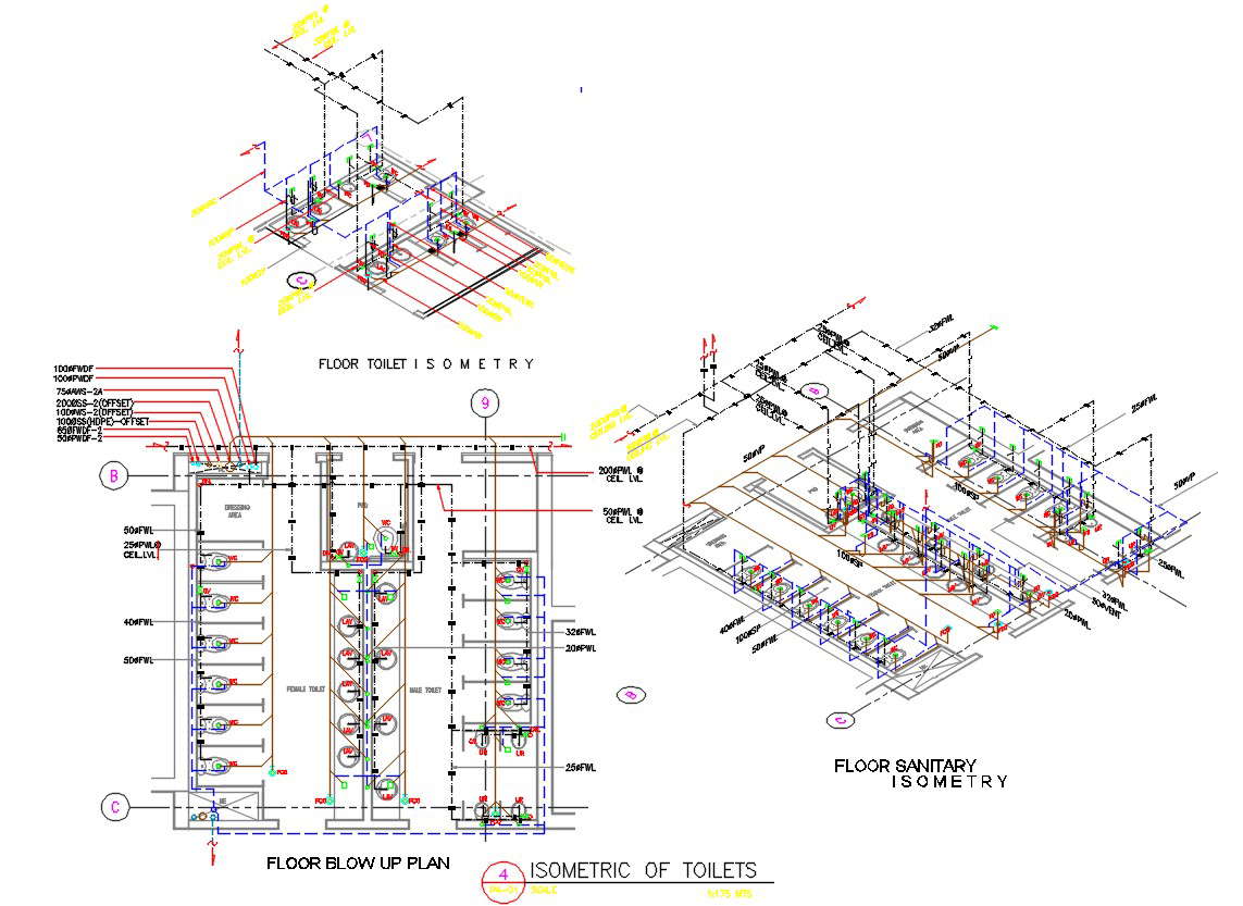 Toilet Plan With Isometric View Autocad File Cadbull