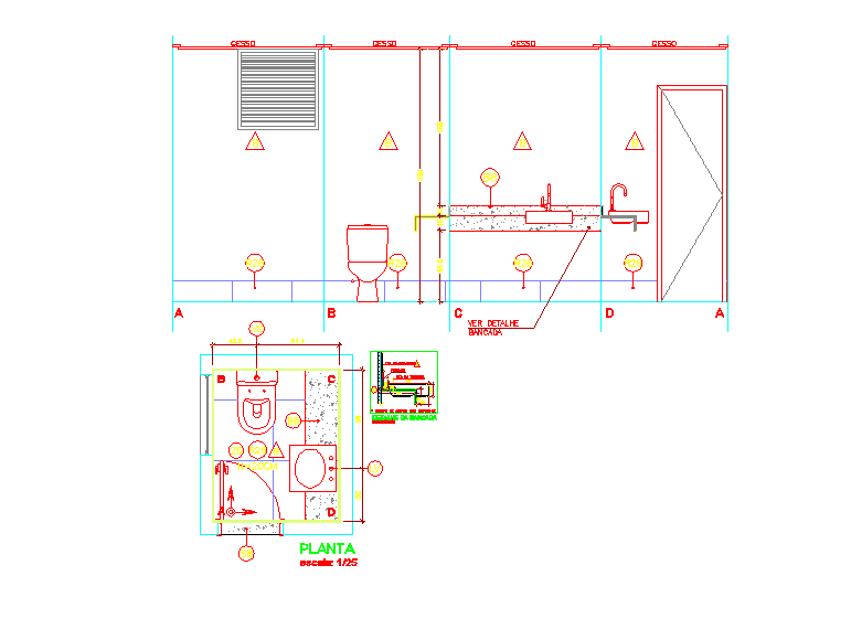 Toilet block floor plans & Elevation design - Cadbull