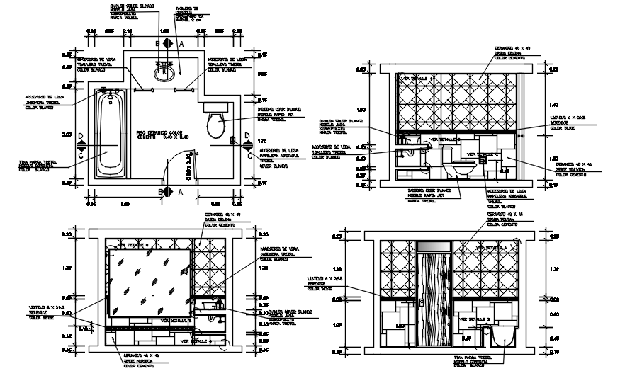 Toilet Layout With Elevations In Autocad - Cadbull