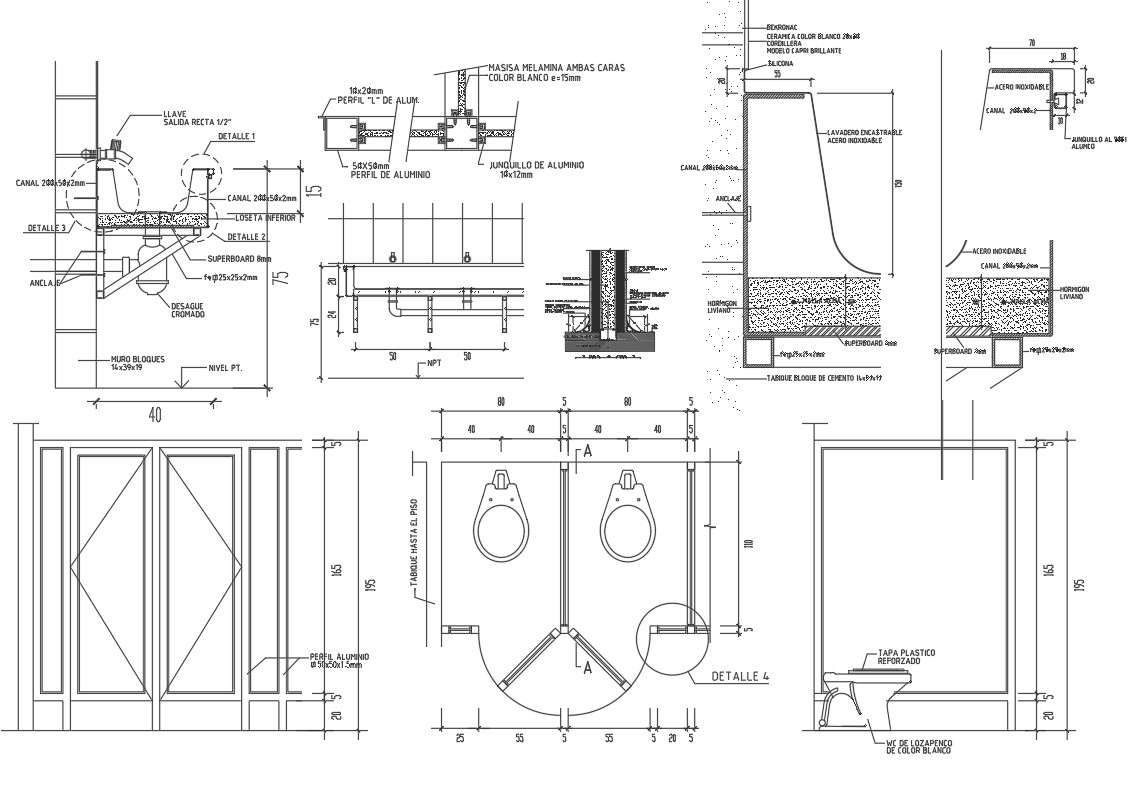 Toilet plan, elevation and section detail dwg file - Cadbull