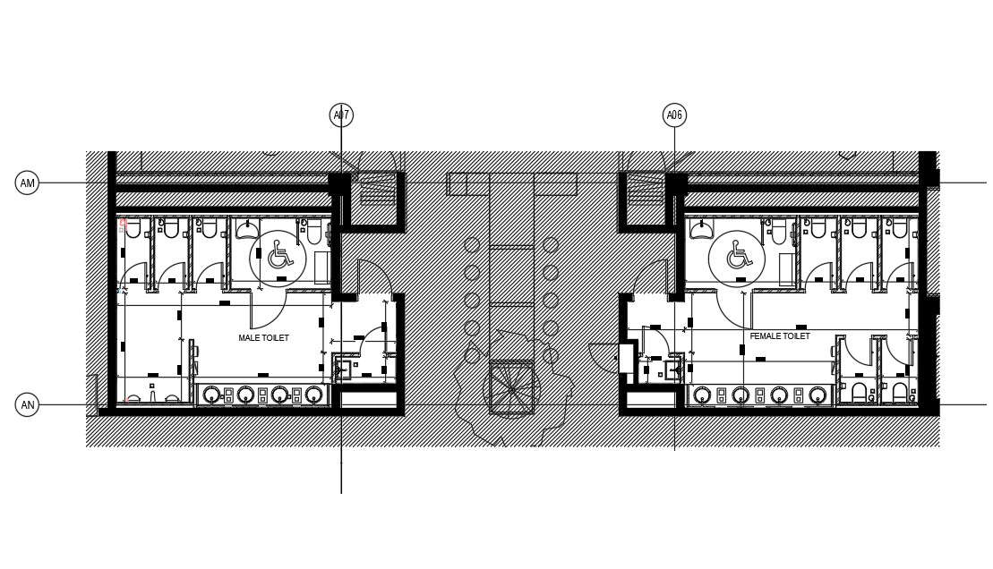 Toilet detail of corporate building given in this autocad drawing file ...