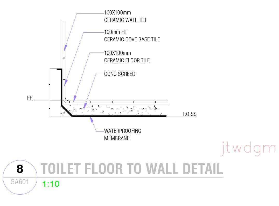 Toilet floor to wall details in AutoCAD 2D drawing, dwg file, CAD file ...