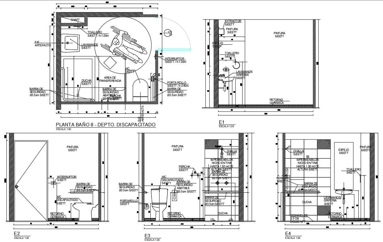 Toilet for handicapped persons, Elevation design available in this