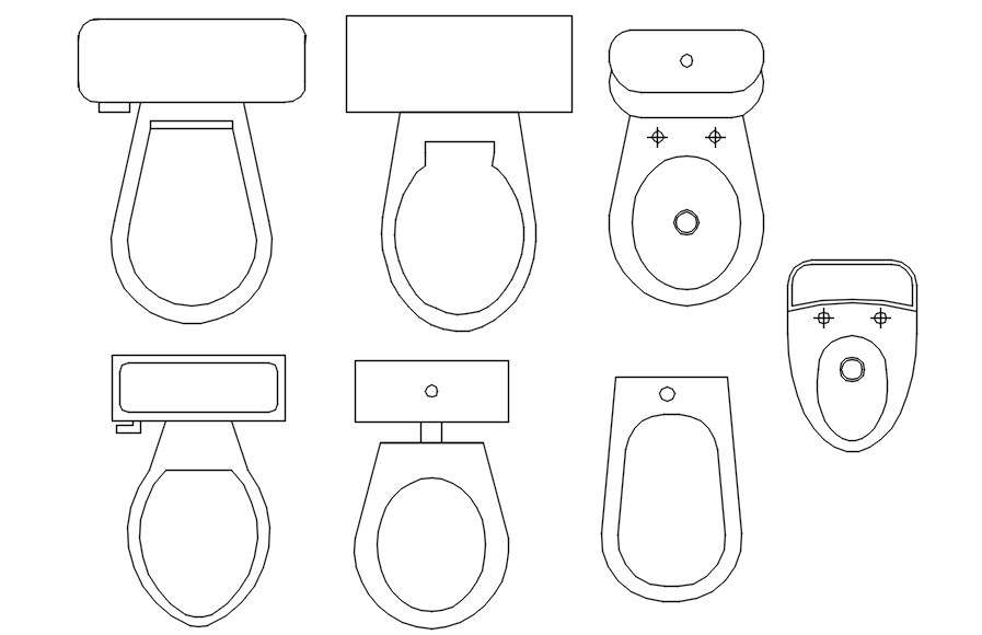 Toilets plan in AutoCAD, Dwg file. - Cadbull