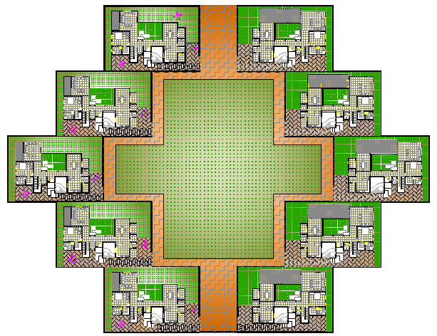 Top View of Multi Family Housing Colony Design and Elevation dwg file ...