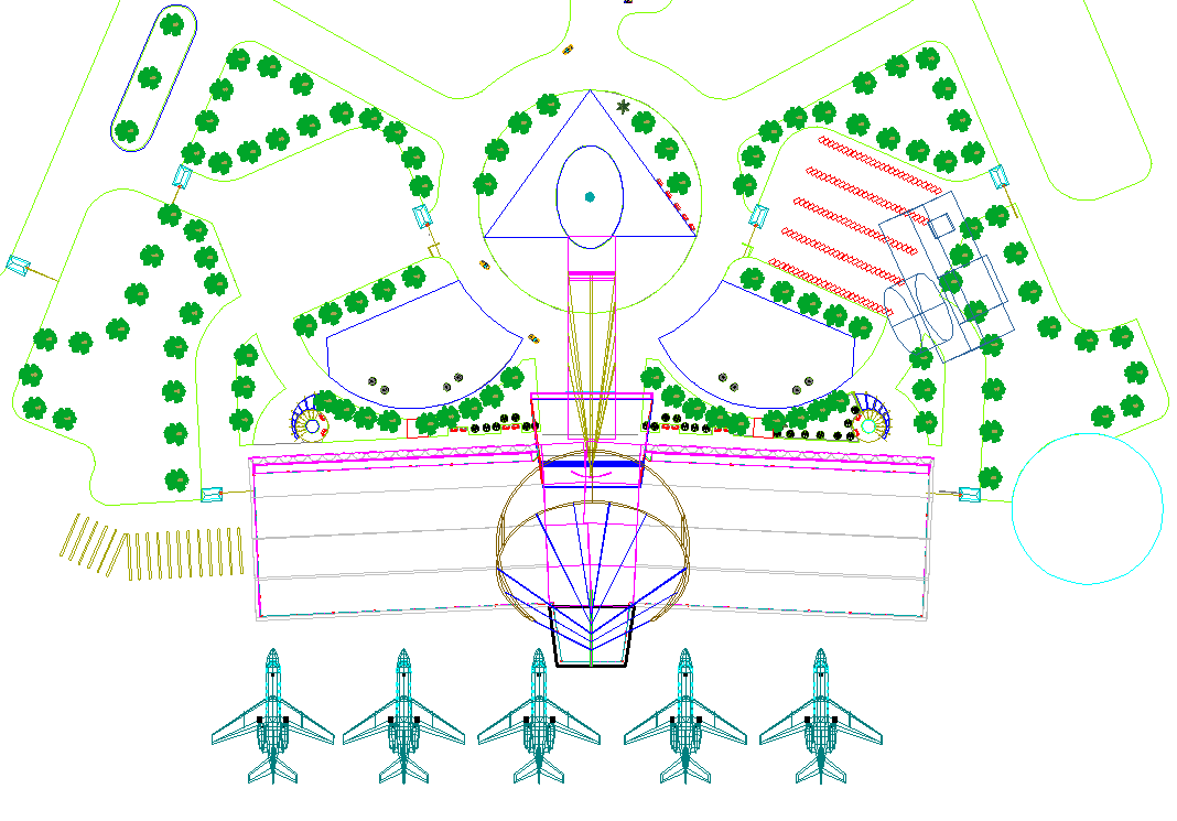 Top view of Airport layout plan - Cadbull