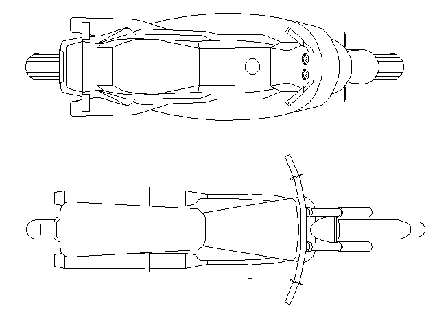 Top view of Motor bike design drawing - Cadbull