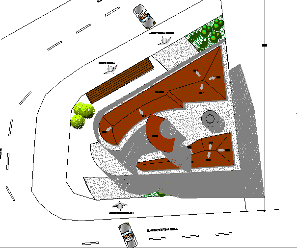 Top view of site plan details of residential housing building dwg file