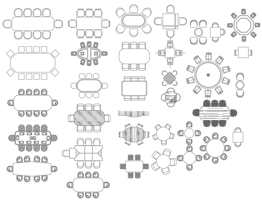 Top View Dining Table Blocks With Chair Detail AutoCAD File - Cadbull