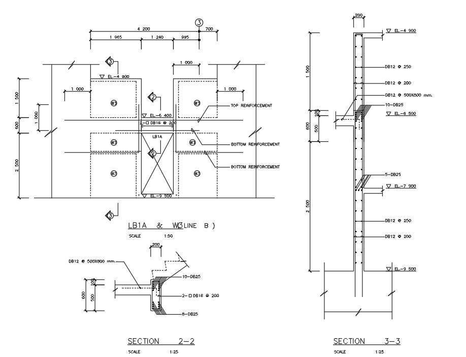 2d Cad Dwg File Gives A Detailed Reinforcement Section Of The Beam ...