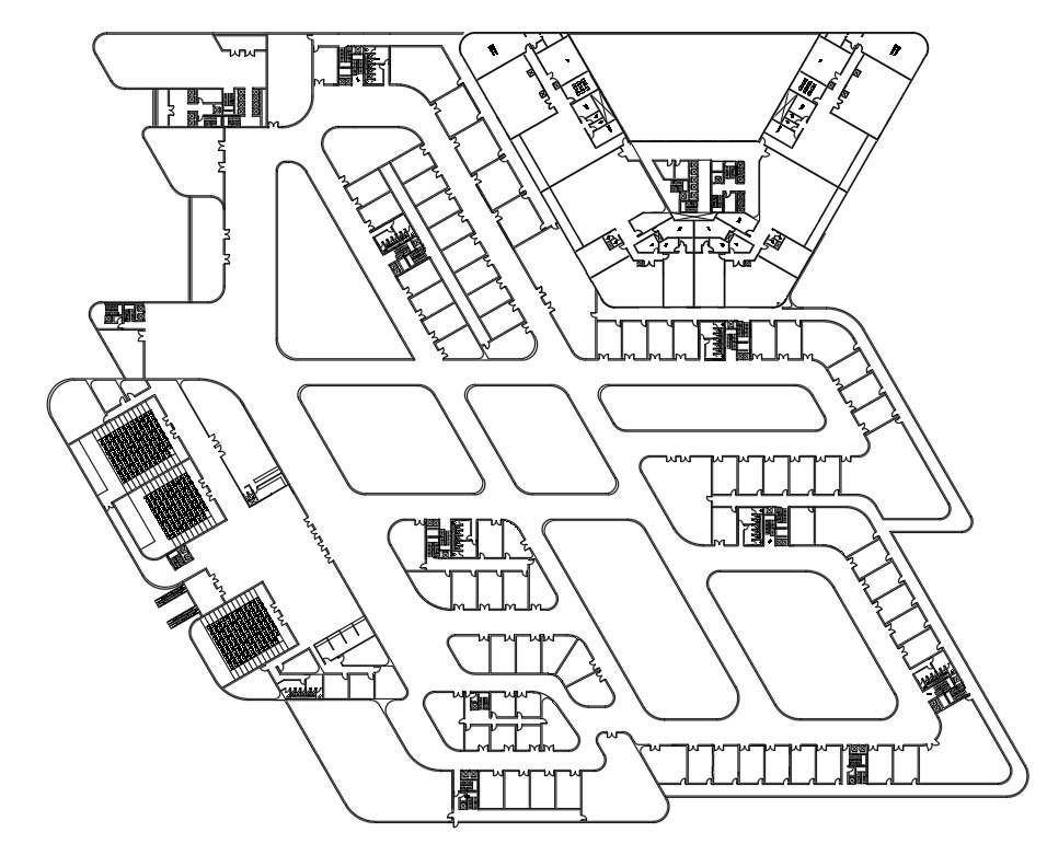 Top View Of A Commercial Building In Autocad Dwg File Cadbull 6130