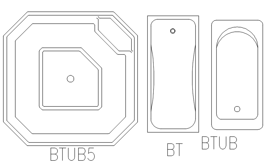 Top view of bathtub in AutoCAD drawing, dwg file, CAD file - Cadbull