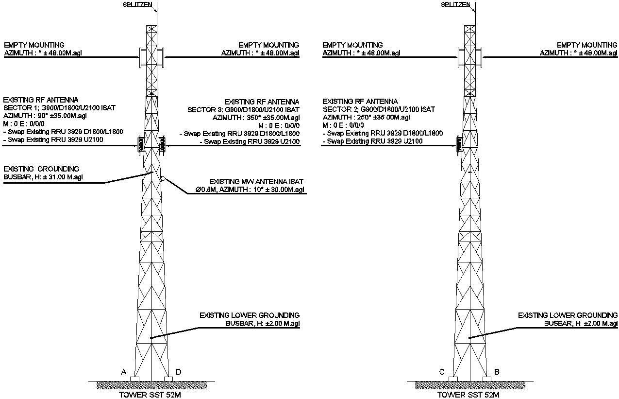 Tower SST 52M with detail AutoCAD drawing - Cadbull