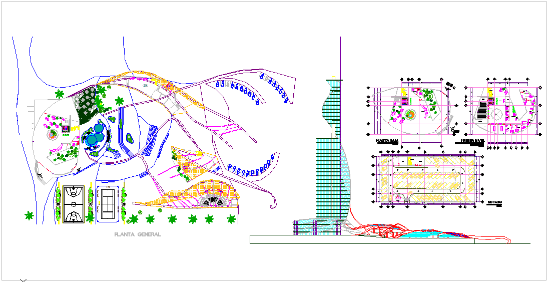 Town Planing Design Of Hotel - Cadbull