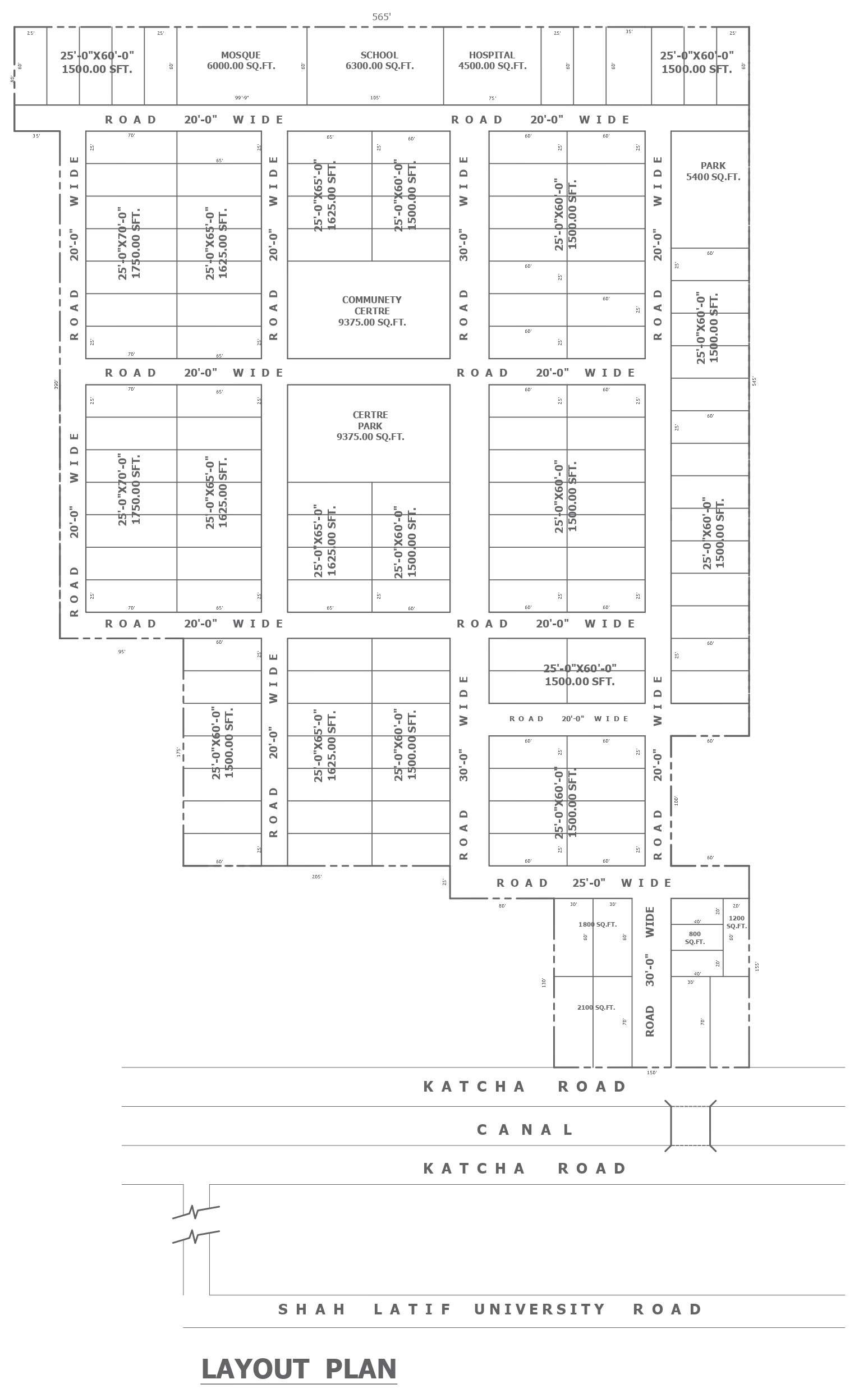 Town planning layout where plot is located beside canal DWG AutoCAD ...