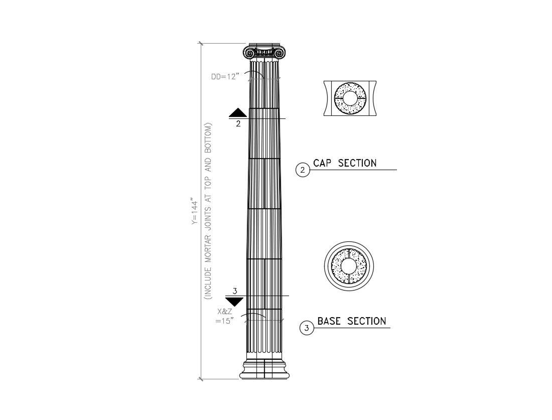 Traditional Pillar Design And Section AutoCAD File Cadbull