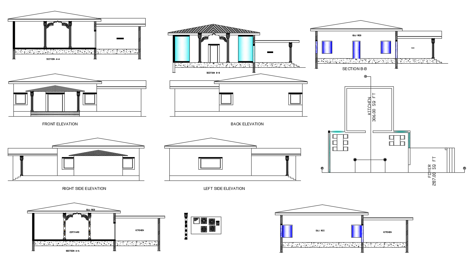 Traditional Restaurant Elevations In Autocad Cadbull