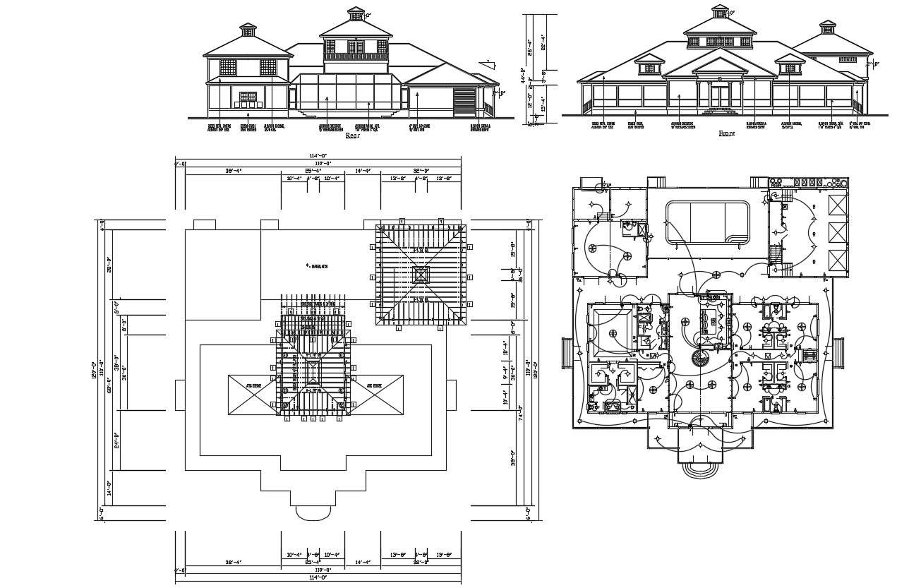 Autocad drawing of house 24'0'' x 22'3'' with detail dimension in AutoCAD |  House floor plans, Floor plans, House plans