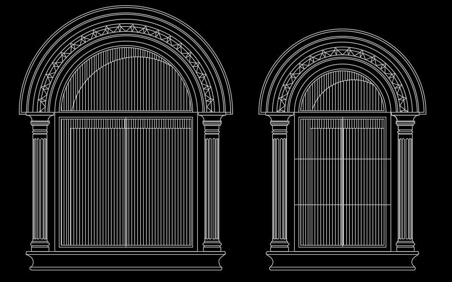 Traditional model door plans - Cadbull